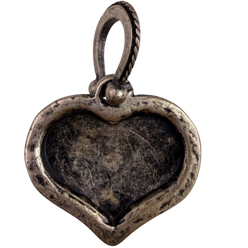 Old-World Silver Tone Flower-Embossed Heart Charm Keychain Pendant Unknown Brand
